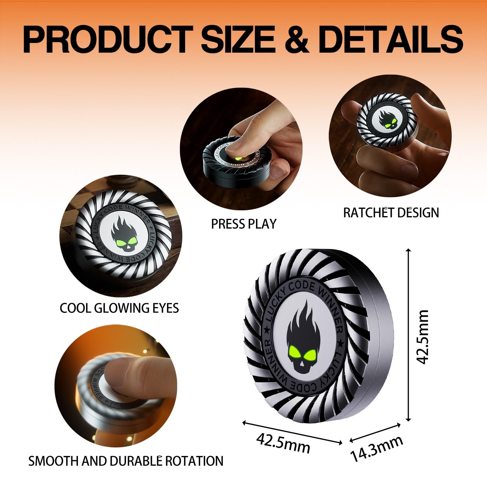 3-in-1 Metal Fidget Spinner – Professional EDC Haptic Slider & Small, Silver