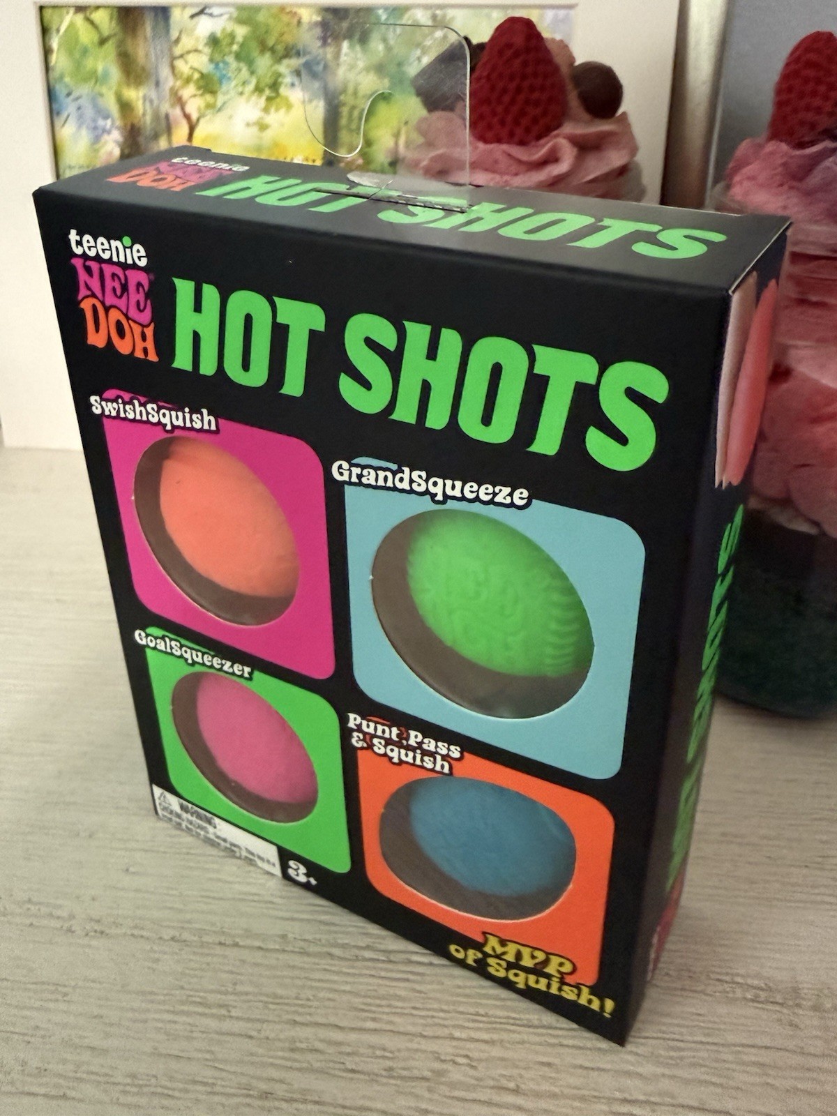 Needoh Teenie Hot Shots 4-Pack Nee Doh Set of 4 – Swish Grand Goal Punt BALLS!