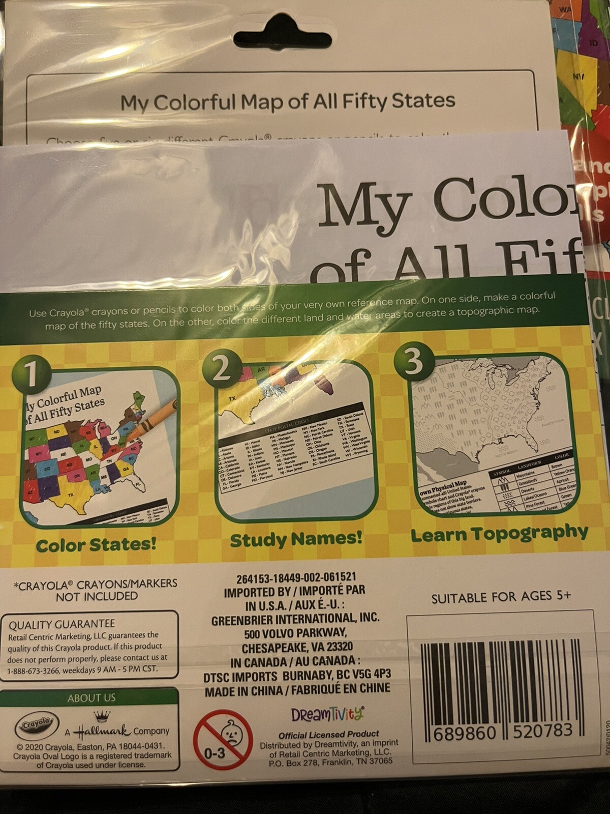 Crayola Teacher Map Fifty States Supplies Geography 12x12in 6 Maps Double Sided