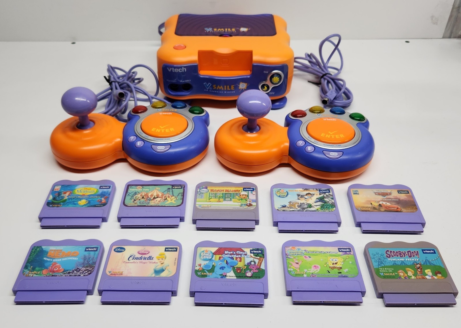 VTech V.Smile TV Learning System Console Bundle 2 Controllers & 10 Games TESTED