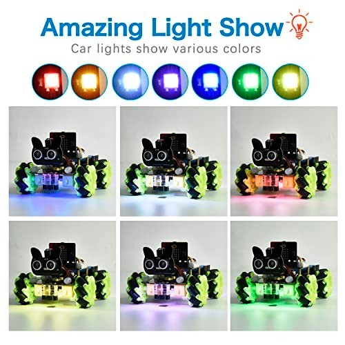 4WD Smart Car Coding Robot Kit with Microbit V2 for Makecode and Python, DIY…