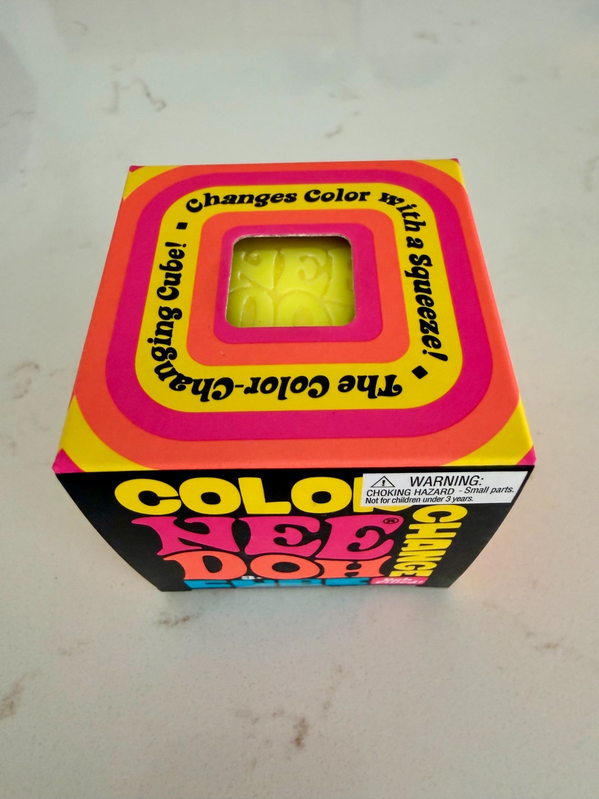 Nee Doh Color Change Cube Squishy Toy Pink Blue Yellow *Free Shipping*