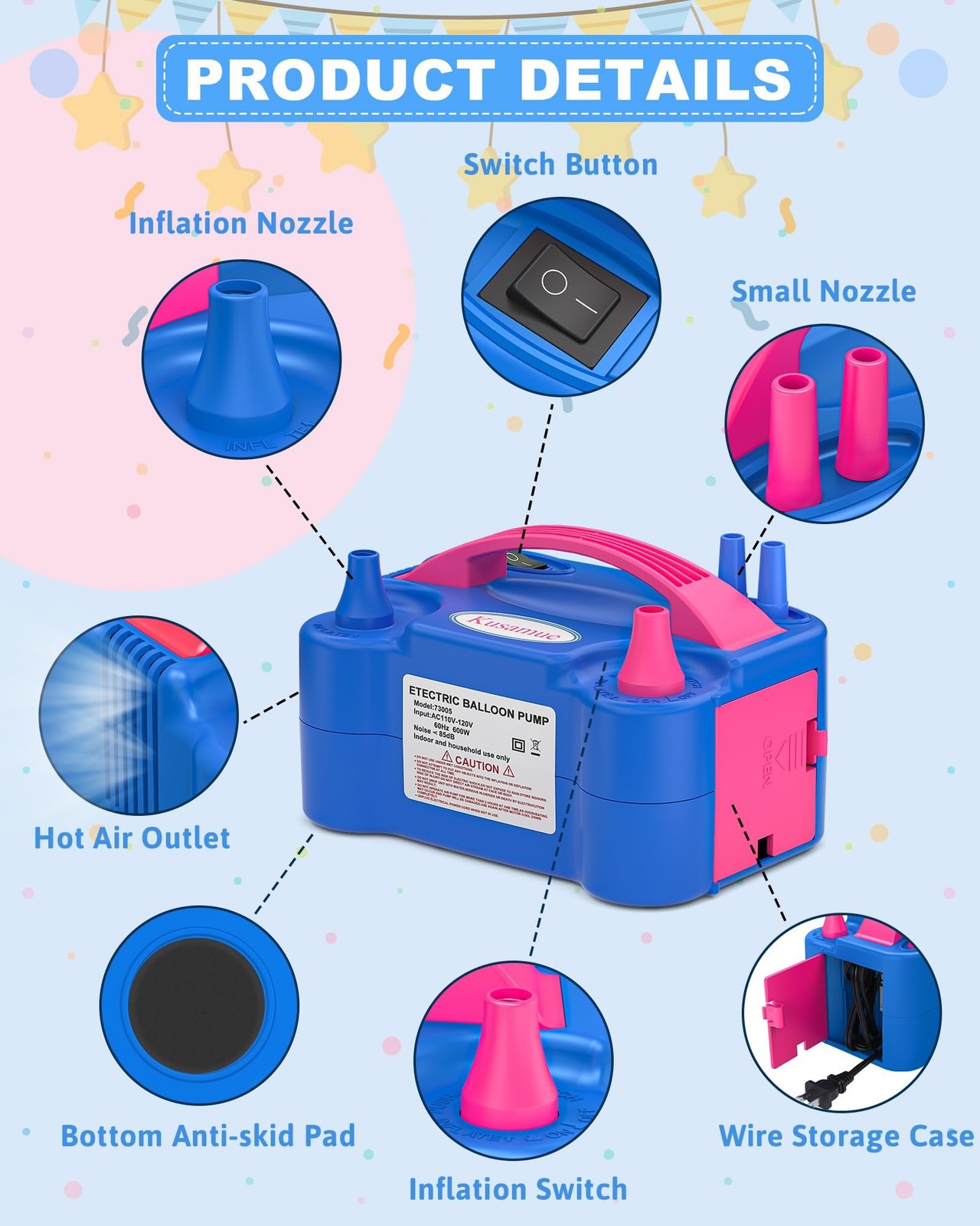 Electric Balloon Pump, Balloon Inflator Machine for Balloons at Home, Portabl…