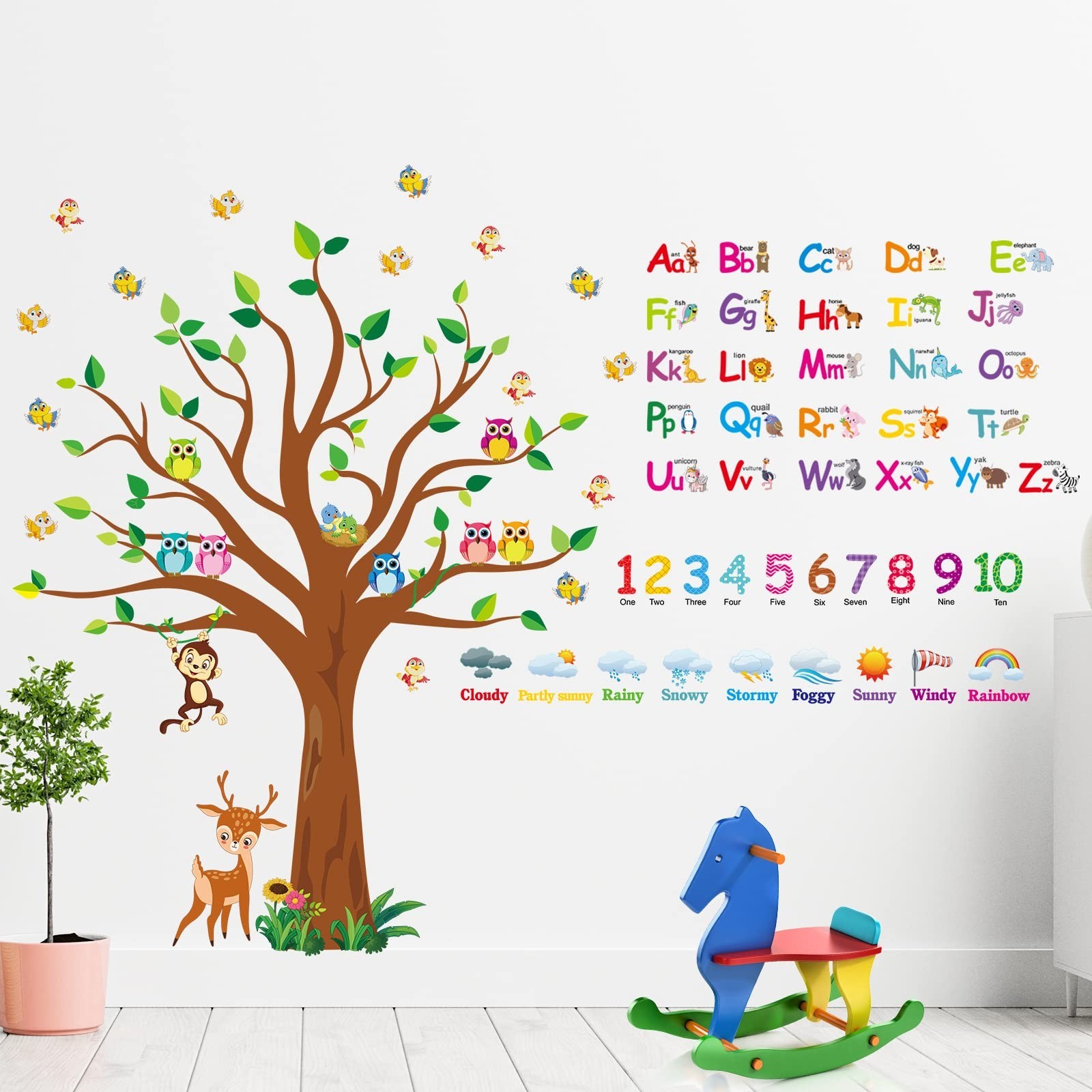 Pajean 4 Sheets Alphabet & Number Wall Decals for Kids Numbers Learning Child…