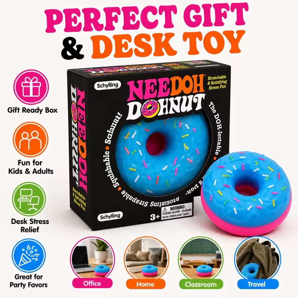 Schylling NeeDoh Donut Blue Nee Doh Sprinkles Swapable Real Dohnut Fast Ship!