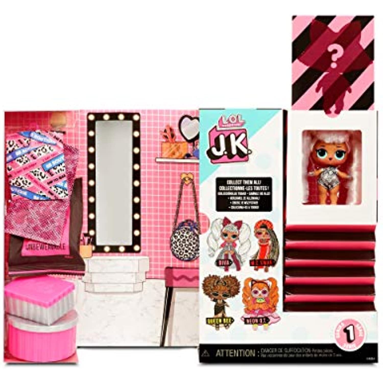 LOL Surprise JK Mini Fashion Doll Diva with 15 Surprises Including Dress Up Doll