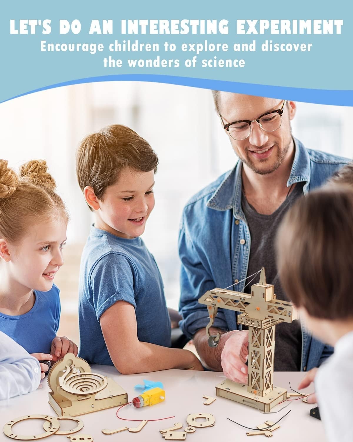 4 in 1 STEM Kits, STEM Projects for Kids Ages 8-12, Assembly 3D Wooden Puzzles,