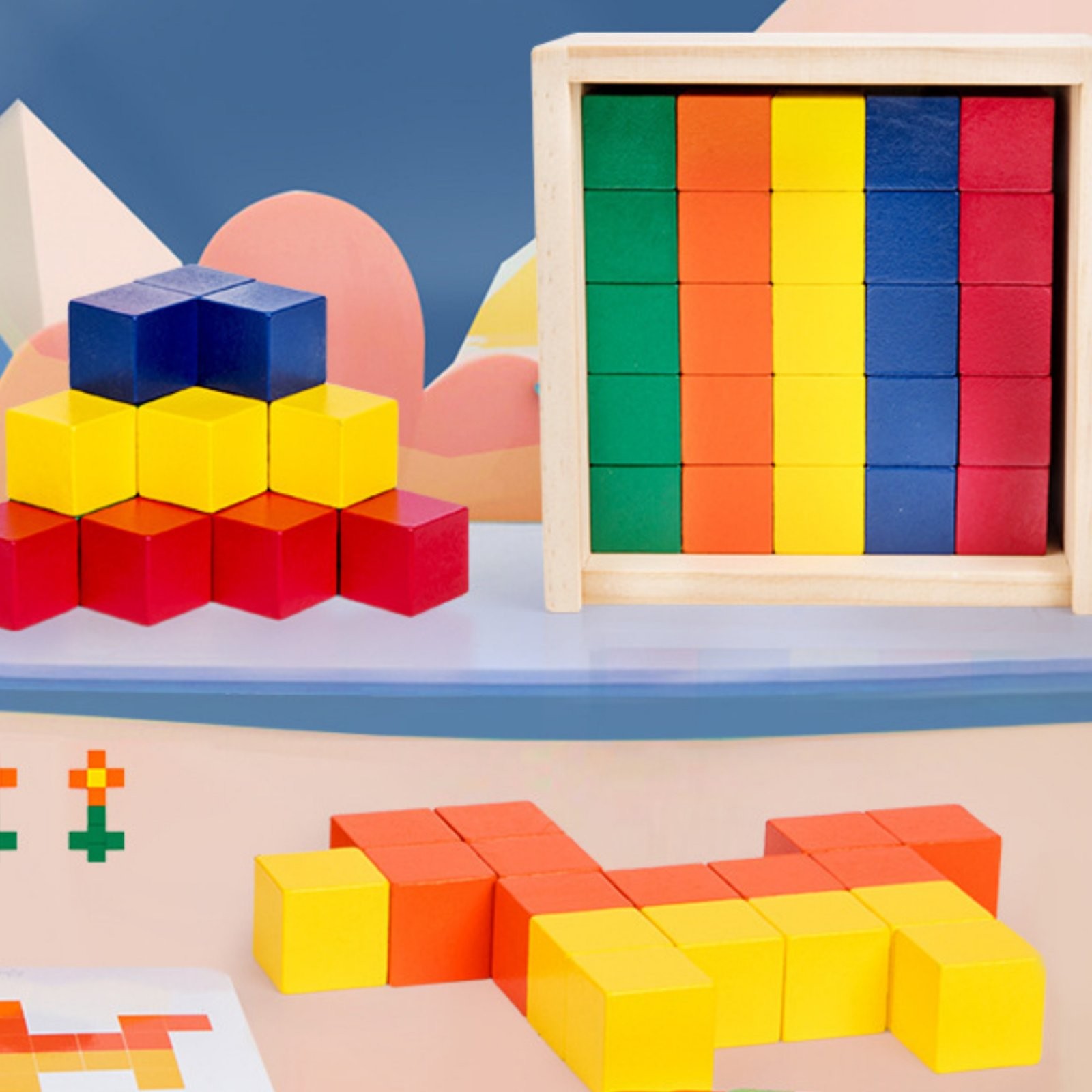 Geometric Game Blocks Child-Centered Colorful Brick Game Hand-Vision