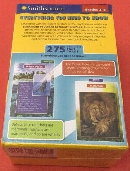 Smithsonian Everything You Need to Know 275 Fact Cards Ages 7-9 Grade Level 1-3