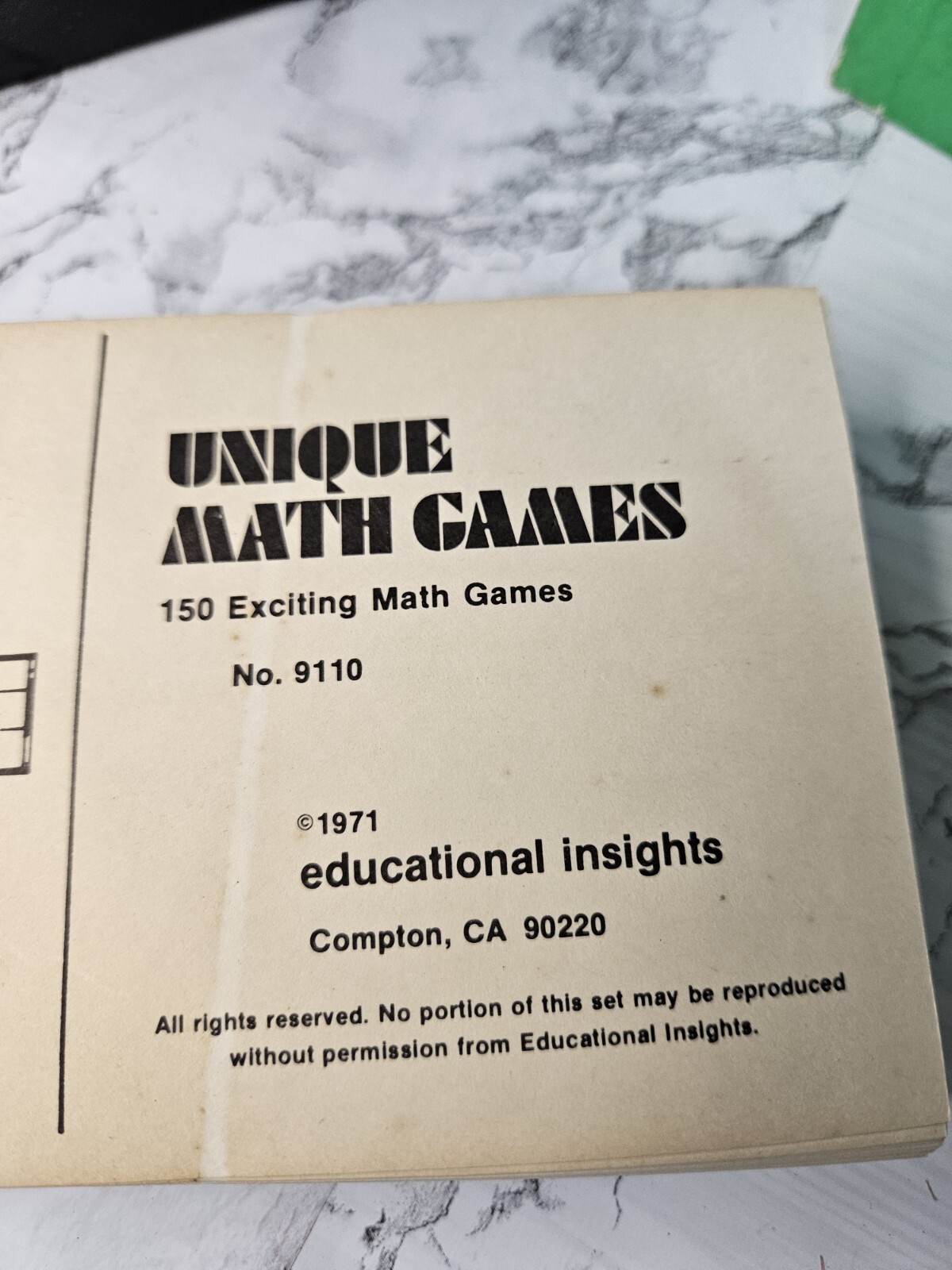 Vintage 1971 Unique Math Games 150 Exciting Math Games by Educational Insights