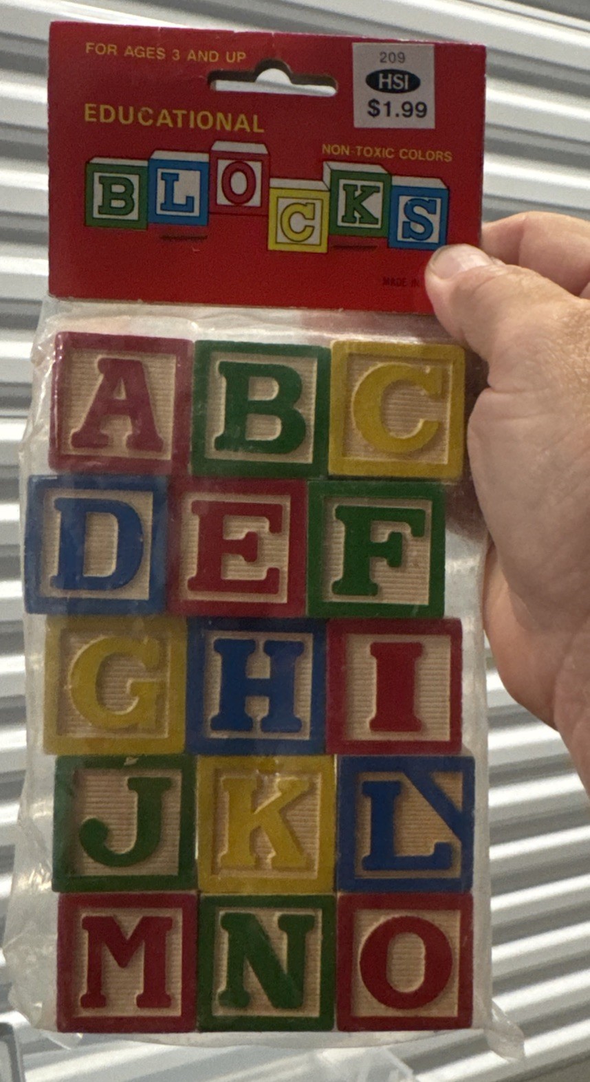 Vintage 15 Blocks Educational Wooden Red Green Yellow Blue Non-Toxic Color New