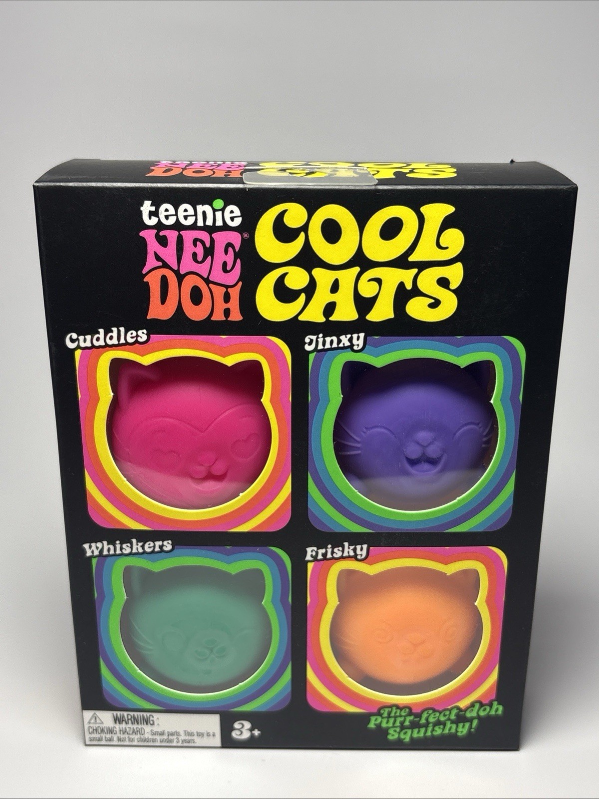 NeeDoh Teenie Cool Cats 3 Pack Mini Cat Fidget Toys Soft Squishy Stress Relief S