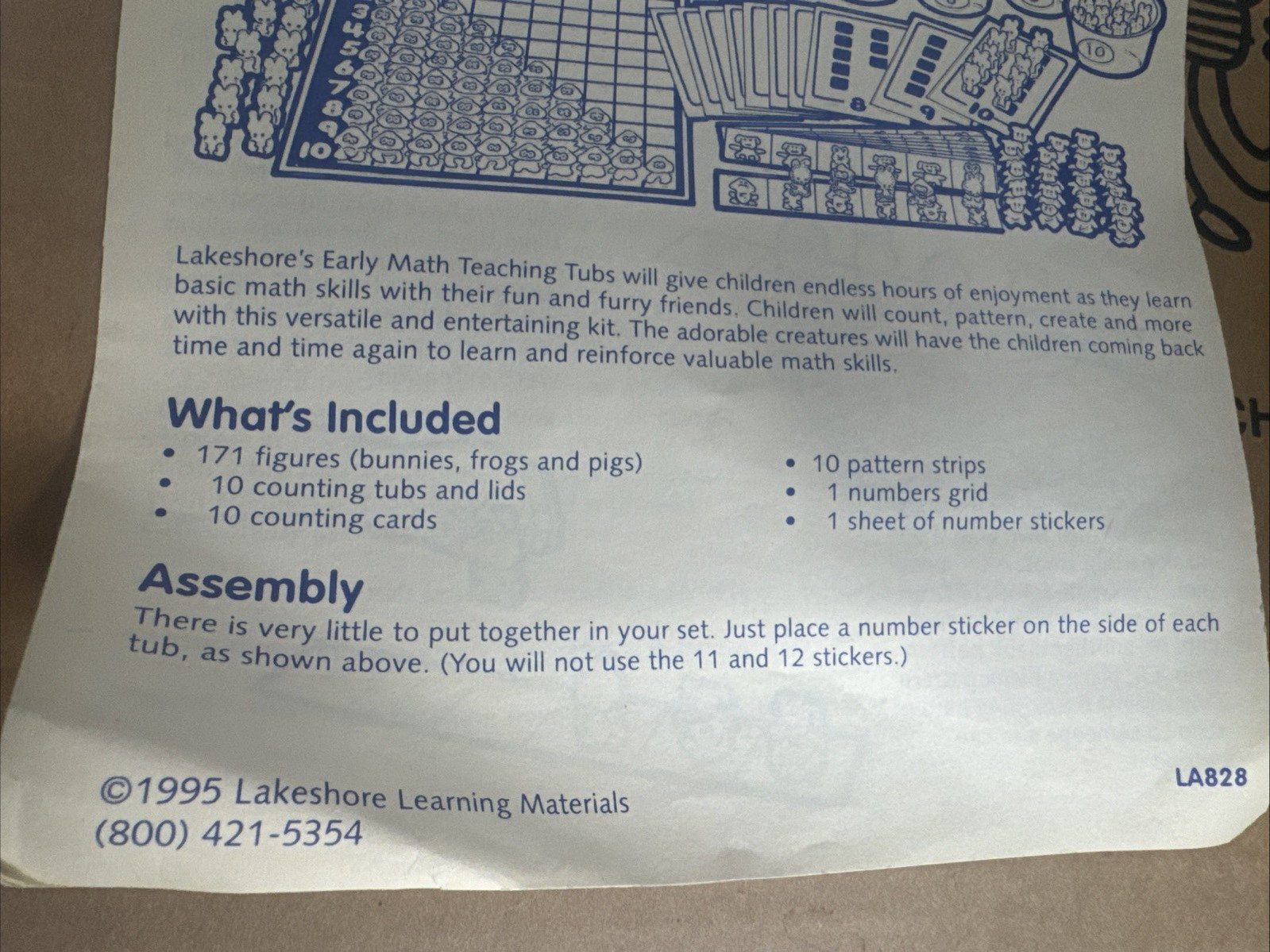 Vintage 1995 LAKESHORE LA828 Early Math Teaching Tubs – INCOMPLETE READ!