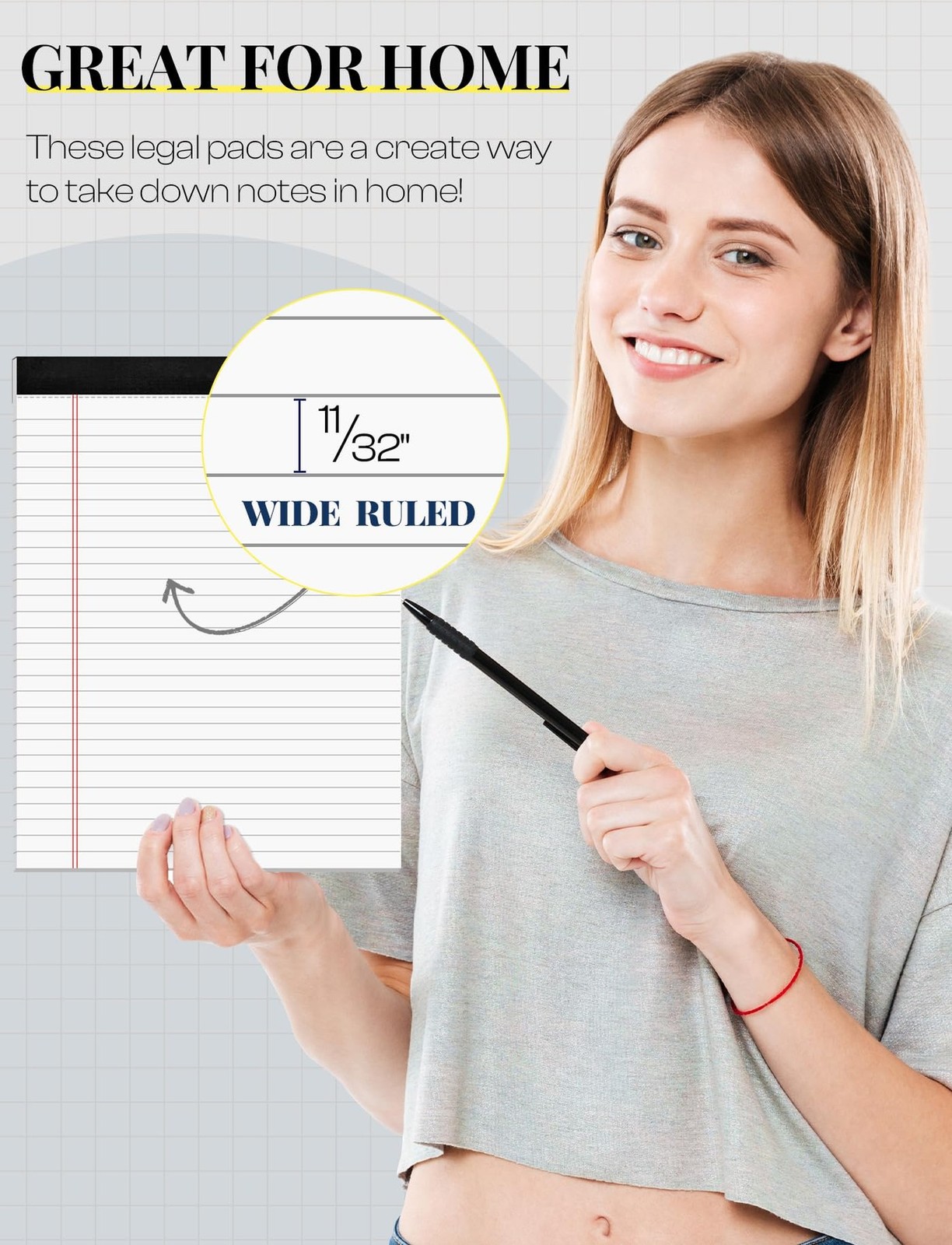 Note Pads 8.5 x 11 Wide Ruled Lined Writing Note Pad for Office 4 Pack White …