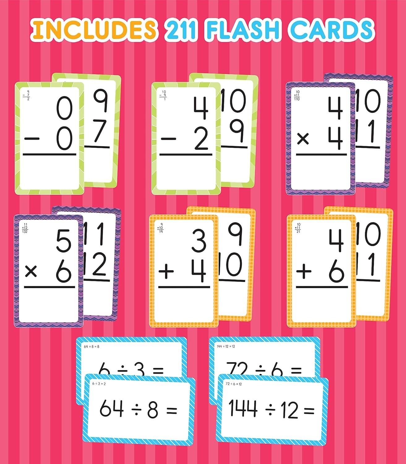 “Carson Dellosa 4-Pack Math Flash Cards for Kids Ages 4-8 | Addition