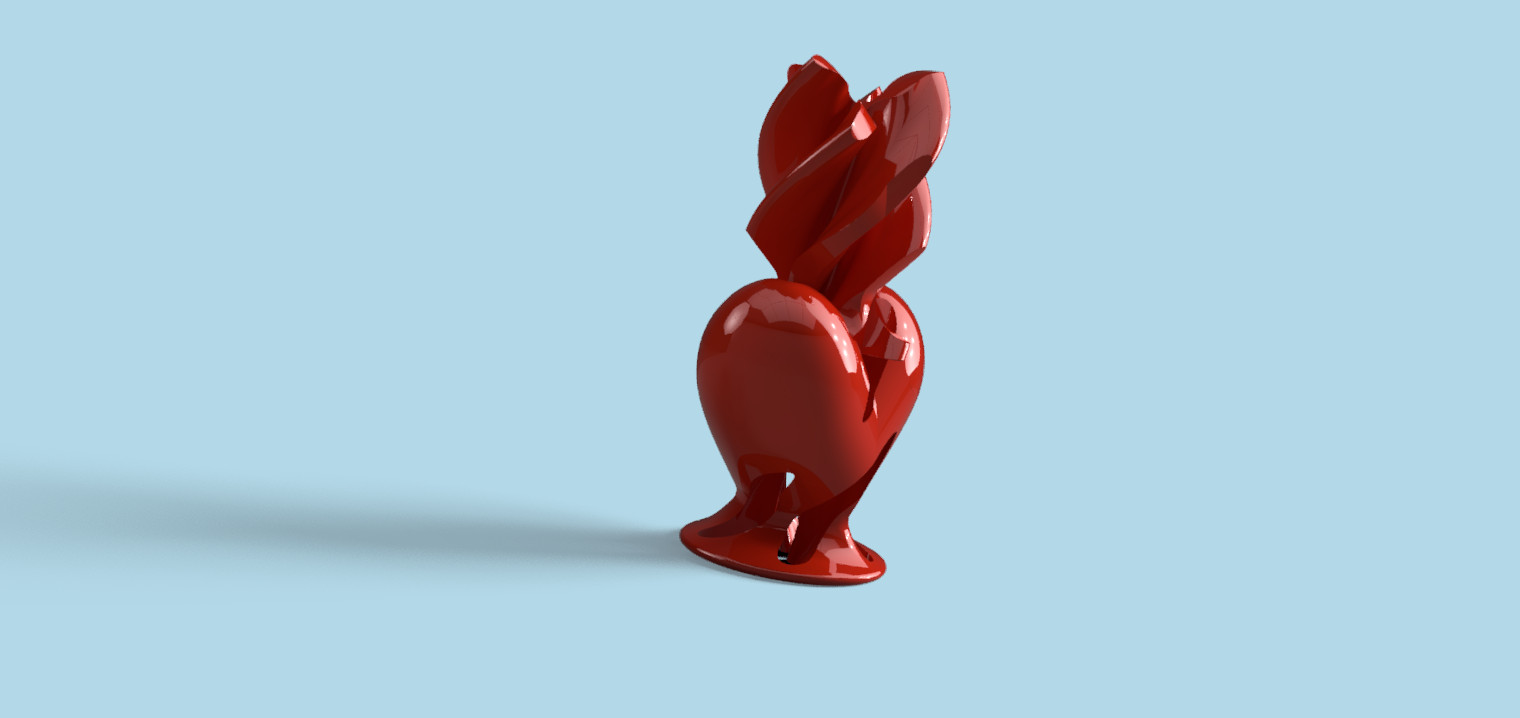 Fidget Toy Red vortex heart 3D Printed for Valentines Day 2.61 H x 2.5 inches W.