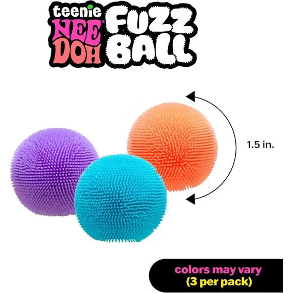 Nee Doh Teenie Fuzz Ball The Velvet Squeeze 3 Pack Multicolor Blue Pink Orange