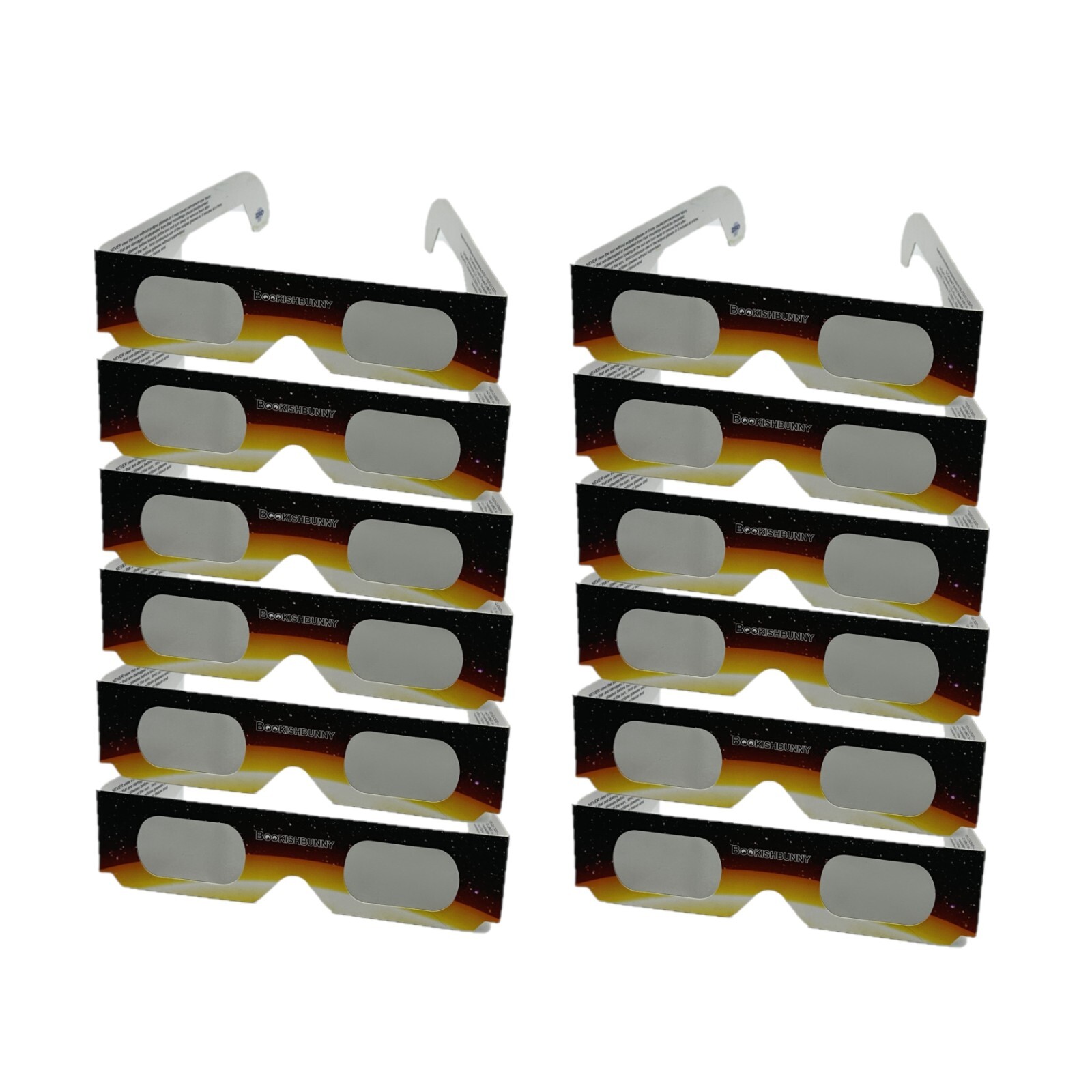 12 Pairs Bookishbunny Solar Eclipse Viewers Paper Glasses ISO Certified Sun View