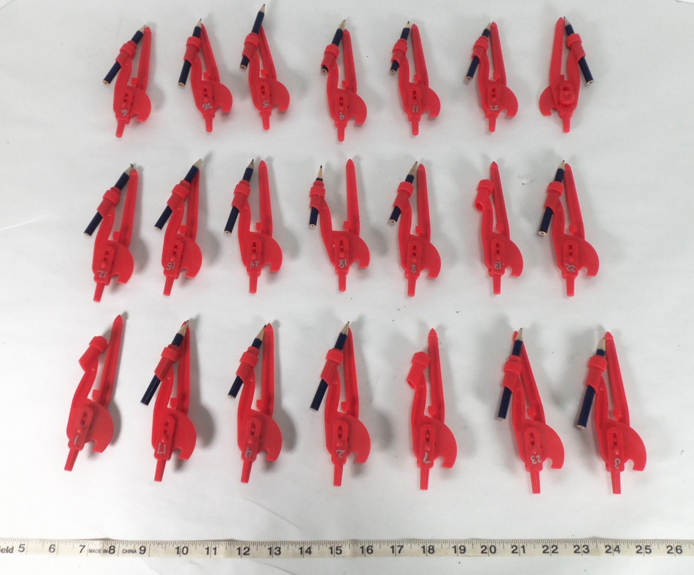 Lot Of 21 Red Safety Point Mathematical Plastic Compasses AD32