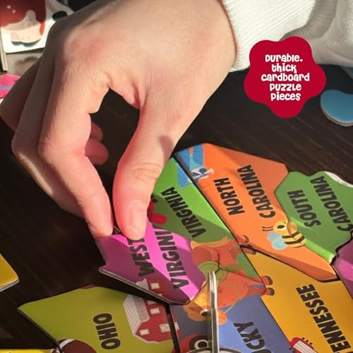 Dinomini Giant USA Map Puzzle for Kids – with Interactive Standing Usa Map