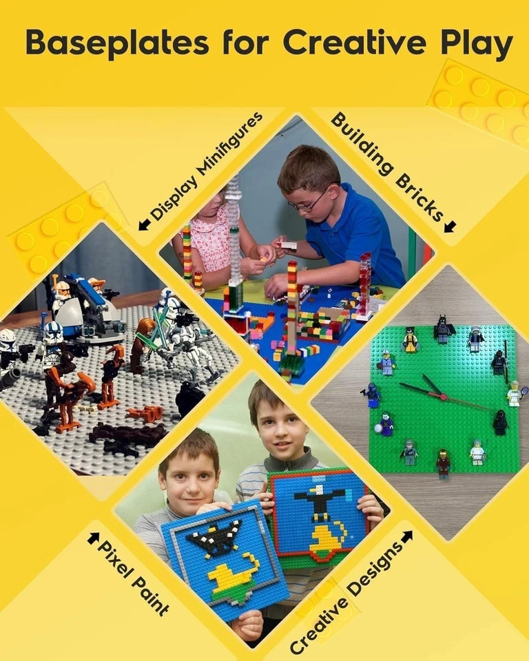 2-pack Gray Baseplates 32×32 Studs Â Compatible with Classic Lego, 10″x10″