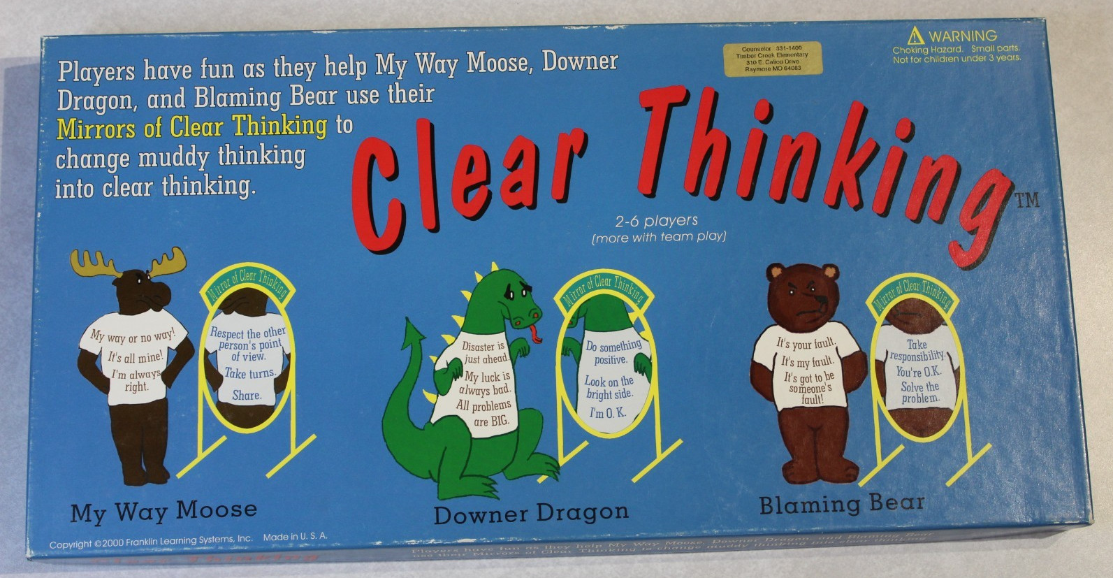 Homeschool Franklin Learning System Clear Thinking Gr 2-5 Interactive Board Game