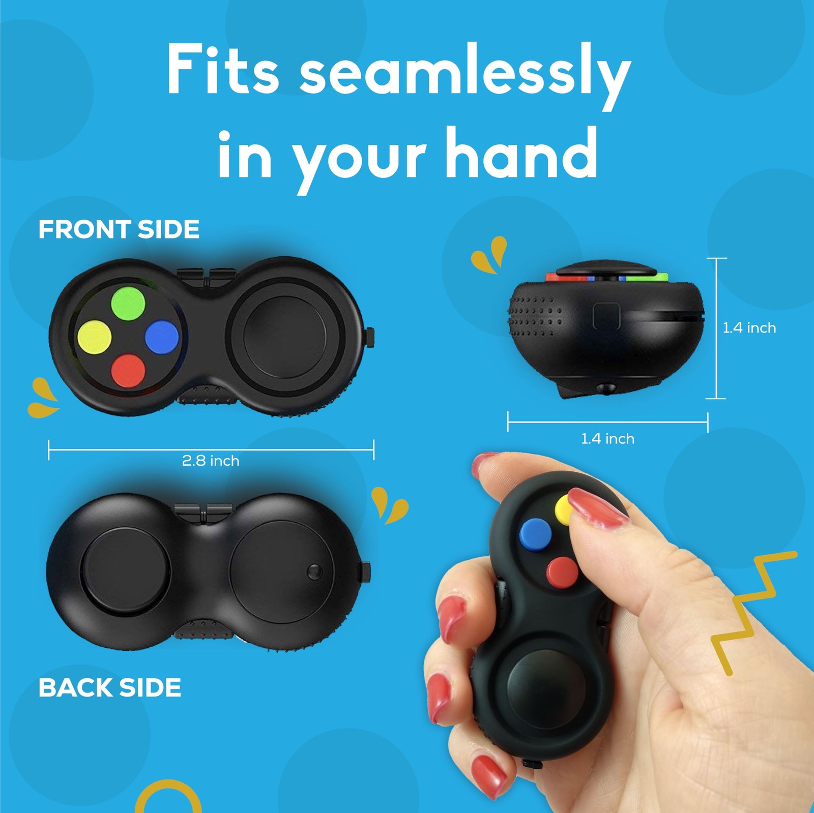 PILPOC Fidget Pad, Controller Toy for Highly Small, Black & Mix