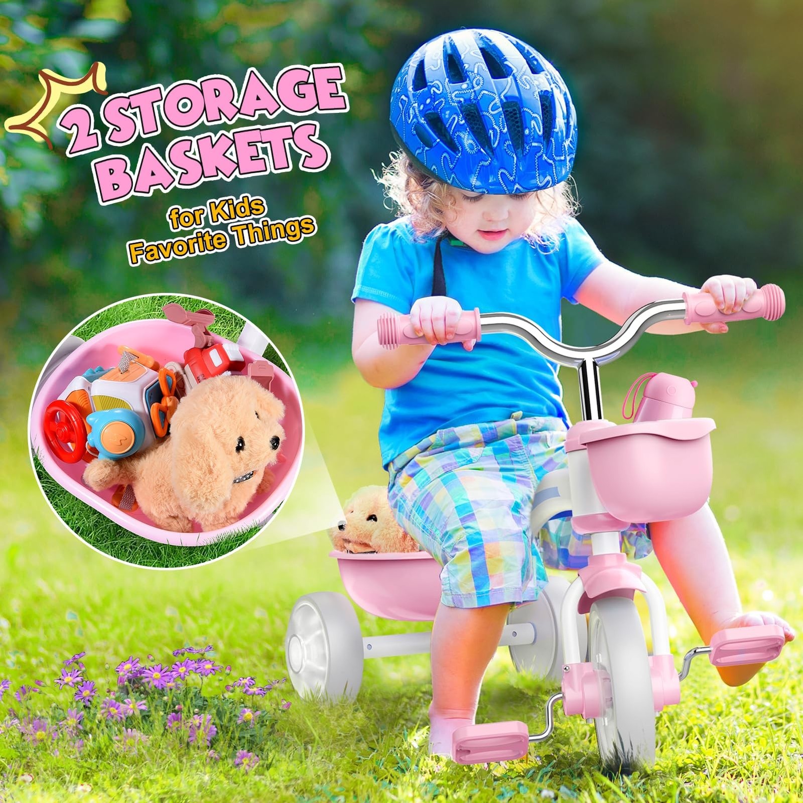 Toddler Tricycle for 1-3 3-5 Year Olds, 2 3 4 5 Year Old Girl Birthday Gifts,…