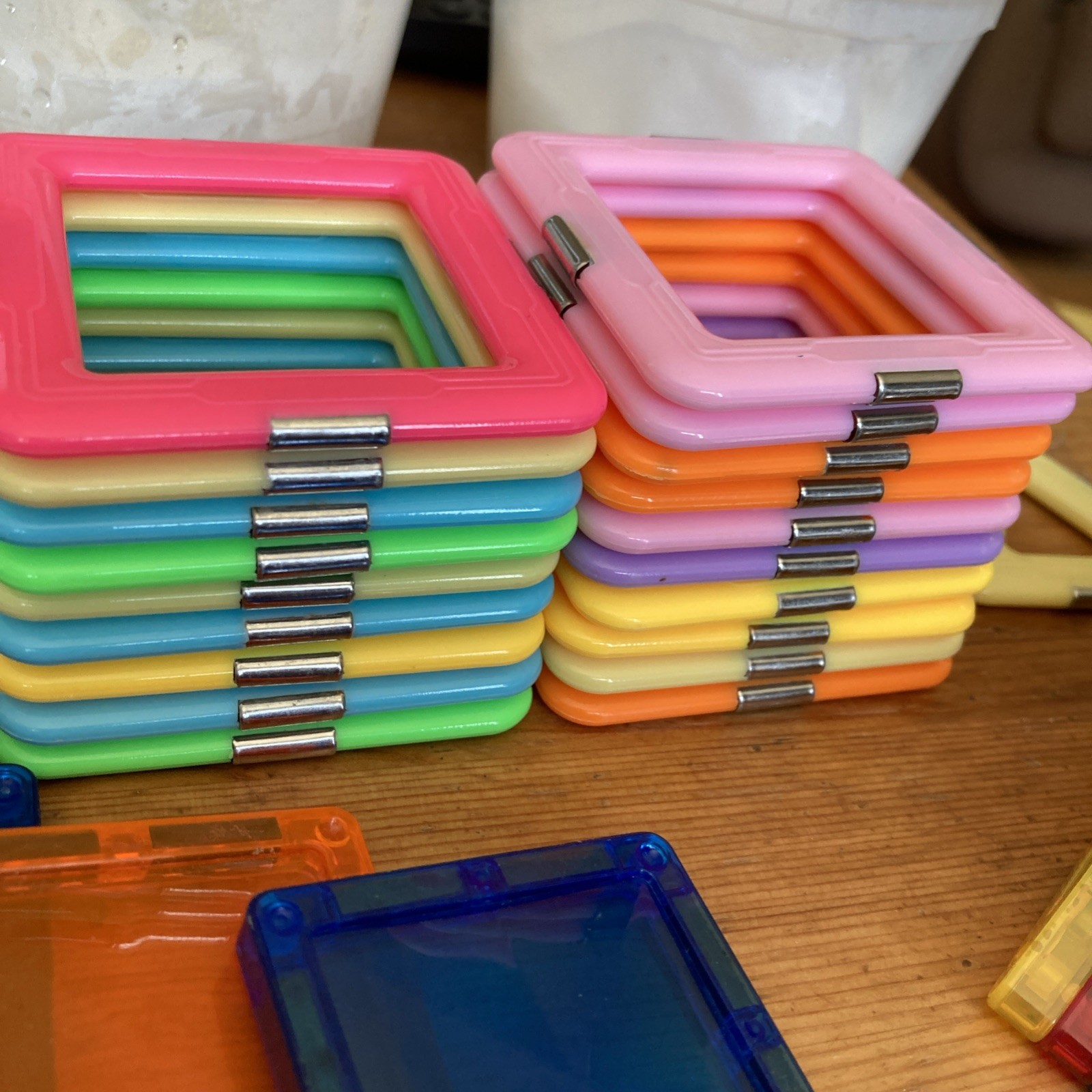 Lot of 32 Magnetic Tiles Different Colors/types Early Learning