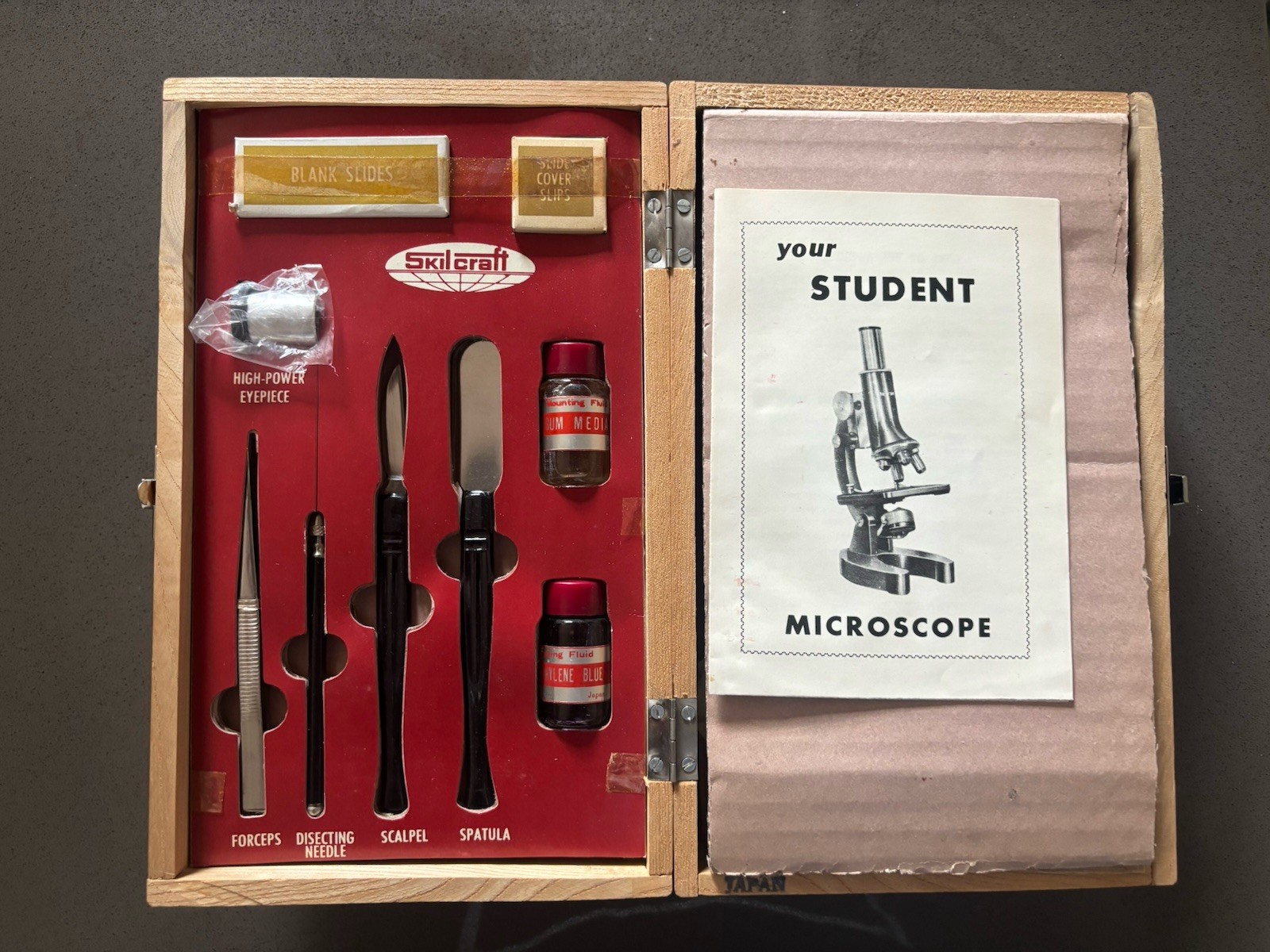Vintage Collectible Skilcraft Microscope Lab No 452 in Wood Box