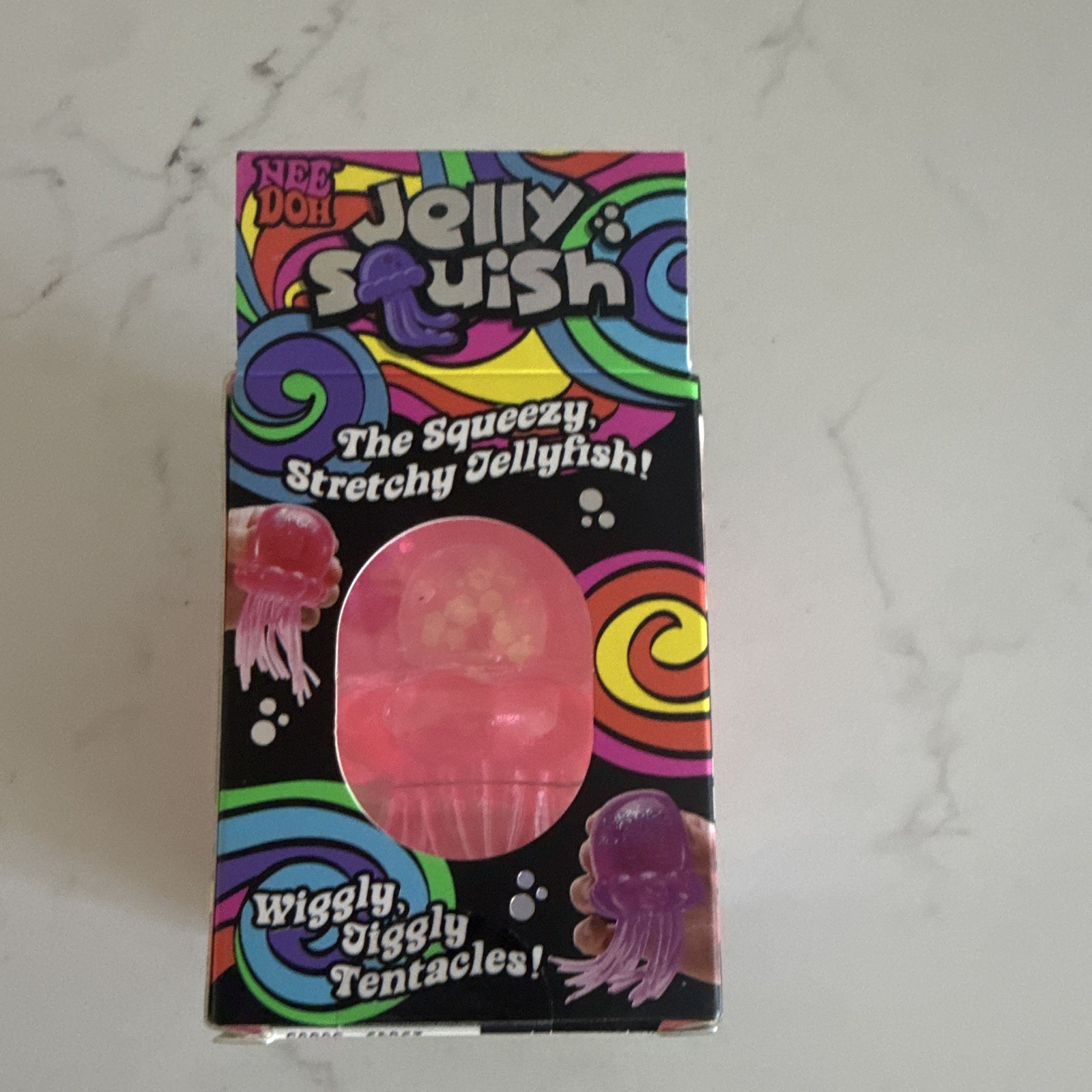 NeeDoh JellySquish Pink Jellyfish Super Solid Squish Squeeze Toy 3+