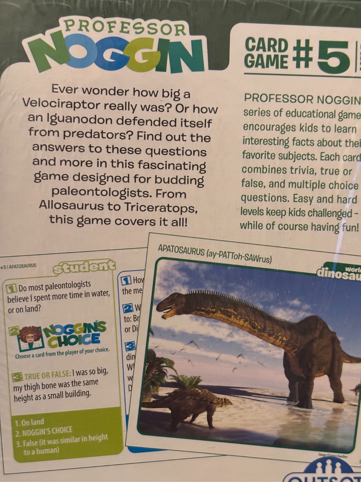 Professor Noggins World of Dinosaurs Card Game #5 New Sealed Box
