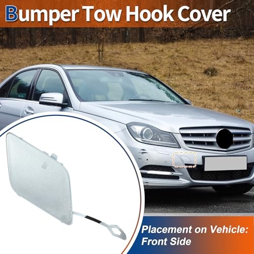 ACROPIX Front Side Car Bumper Tow Hook Cover Tow Cover Cap Diamond Silver Fit