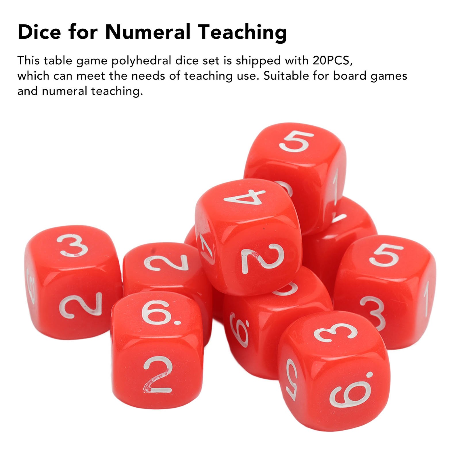 20PCS 6 Sided Board Game Dice Durable Learning Aid For Teaching
