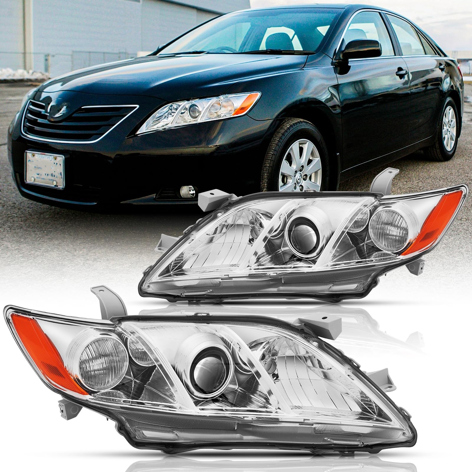 Headlights Assembly Pair for 2007 2008 2009 Toyota Camry Base CE LE XLE US Ve…