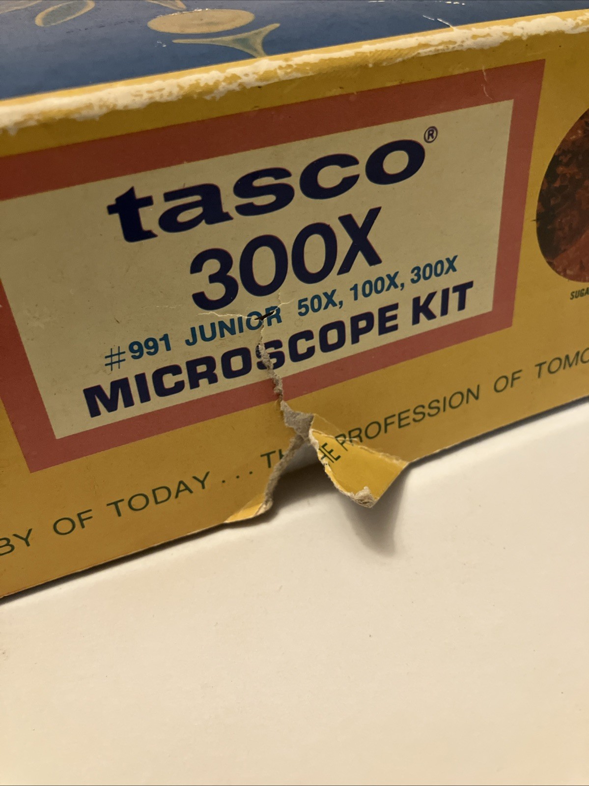 1960’s-70’s ear TASCO #991 Junior 50x, 100x, 300x turquoise microscope in box