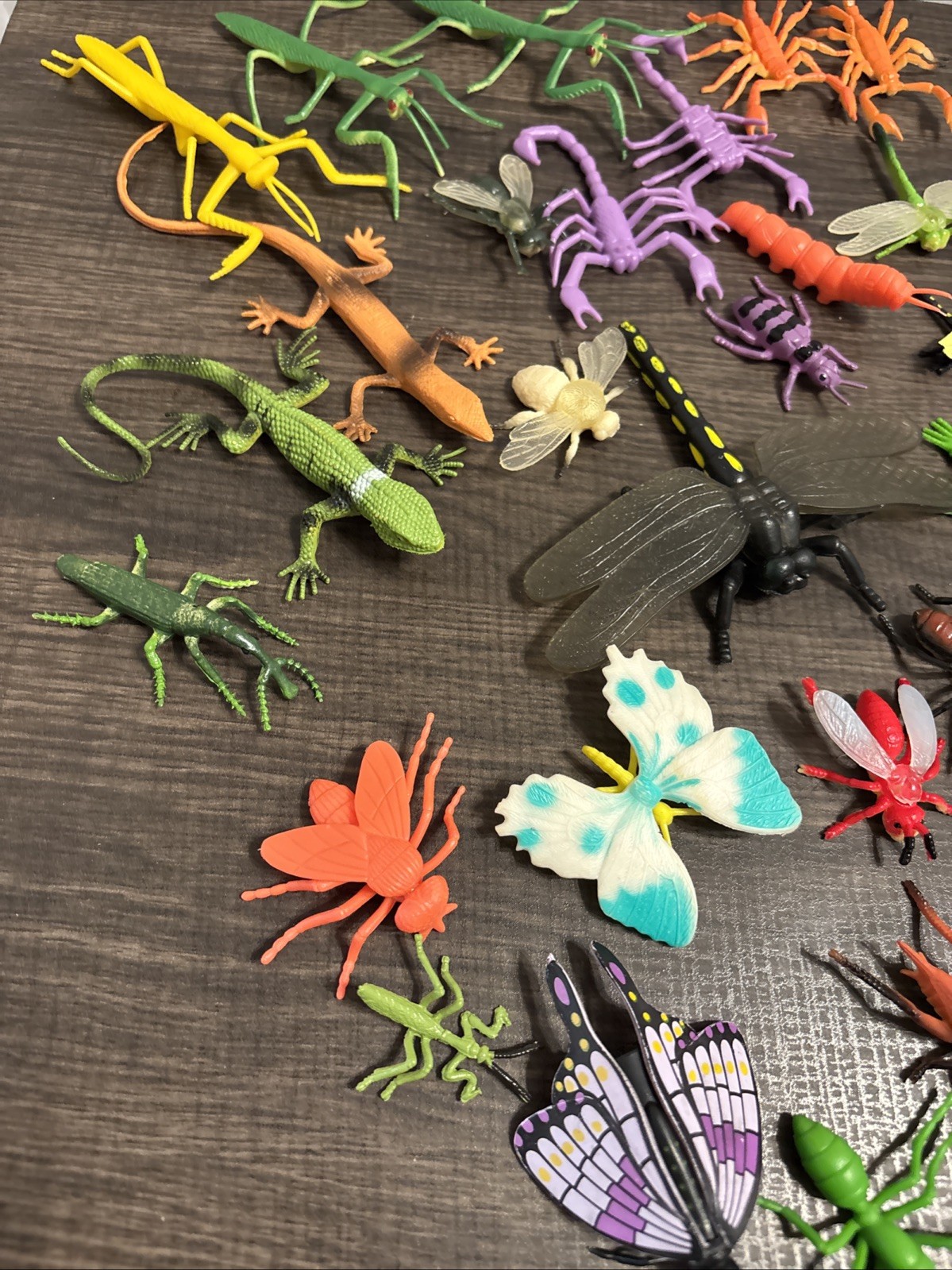 Lot of 80+ Rubber Plastic Insects Bugs Toy Figures Spider Beetle Lizards Moth
