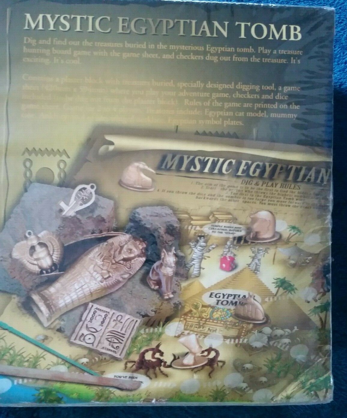 Mystic Egyptian Tomb Dig & Play Board Game Checkers Dice 4M New Sealed Ages 7&Up