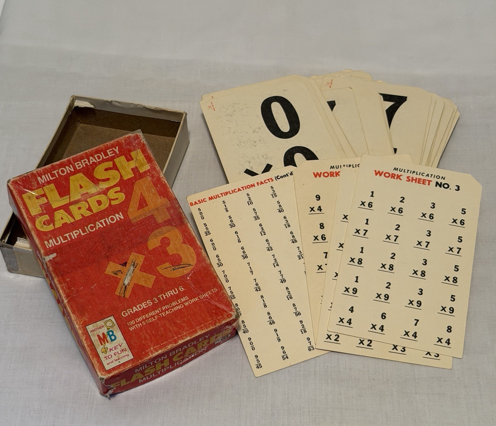 (4) Vintage 1962 and 1963 Milton Bradley Flash Cards Grades 2 thru 6