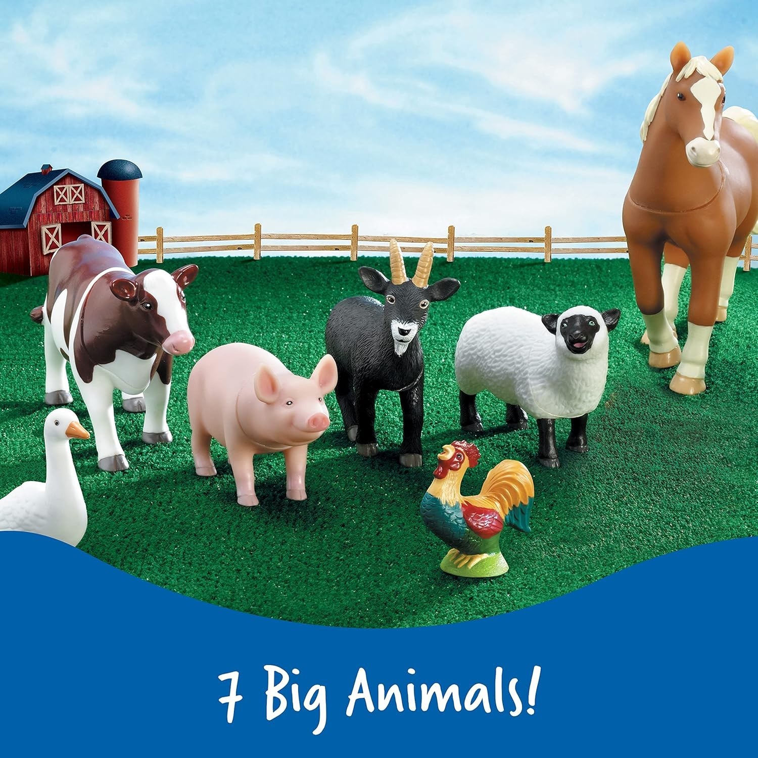 Montessori Jumbo Farm Animal Set – 7 Realistic Figures for Imaginative Education