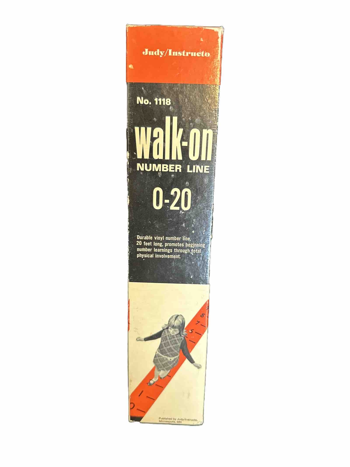 Vintage Judy Walk On Red Vinyl Number Line 0 to 20 FT Original Box