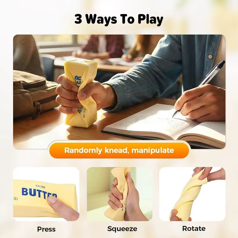 Viral Butter Squishy Toy Fidget Stress Relief Sensory Foam Sponge Stick Cute Gif