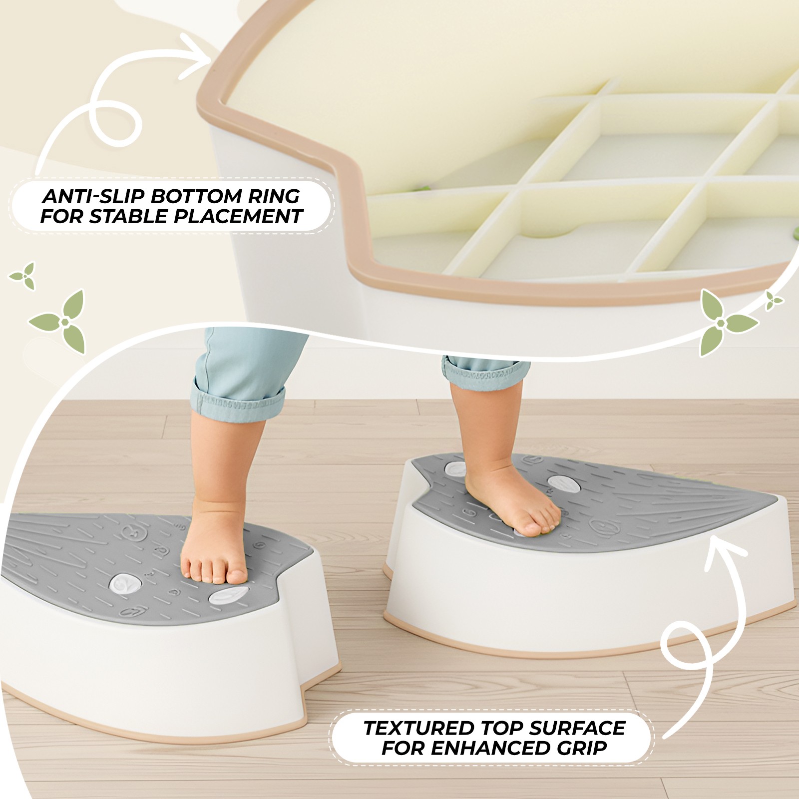 Stepping Stones for Kids, 3 Pcs Anti-Slip Balance Stones for Toddler, Gray