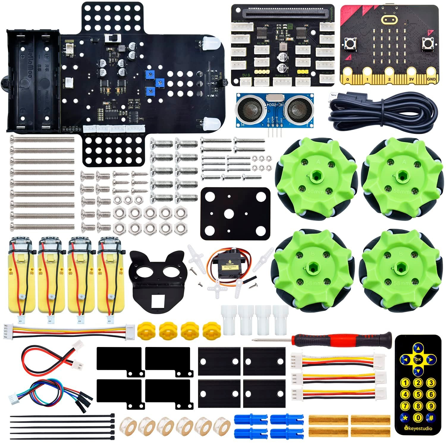 4WD Smart Car Coding Robot Kit with Microbit V2 for Makecode and Python, DIY…