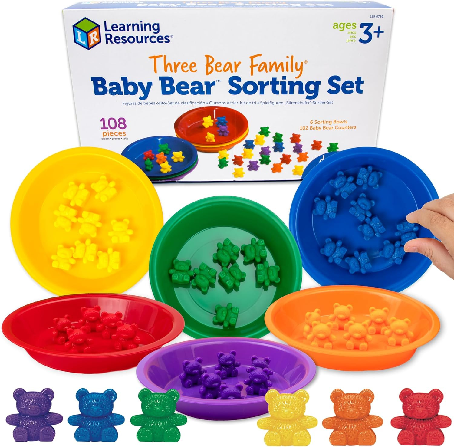Baby Bear Sorting Set – Counting Toys, Color Recognition, Fine Motor Skills, 108