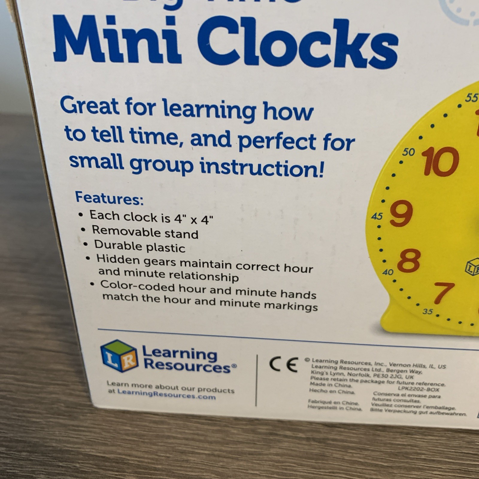 NEW LEARING RESOURCE 6 PIECE 4″ BIG TIME MINI LEARNING CLOCKS **
