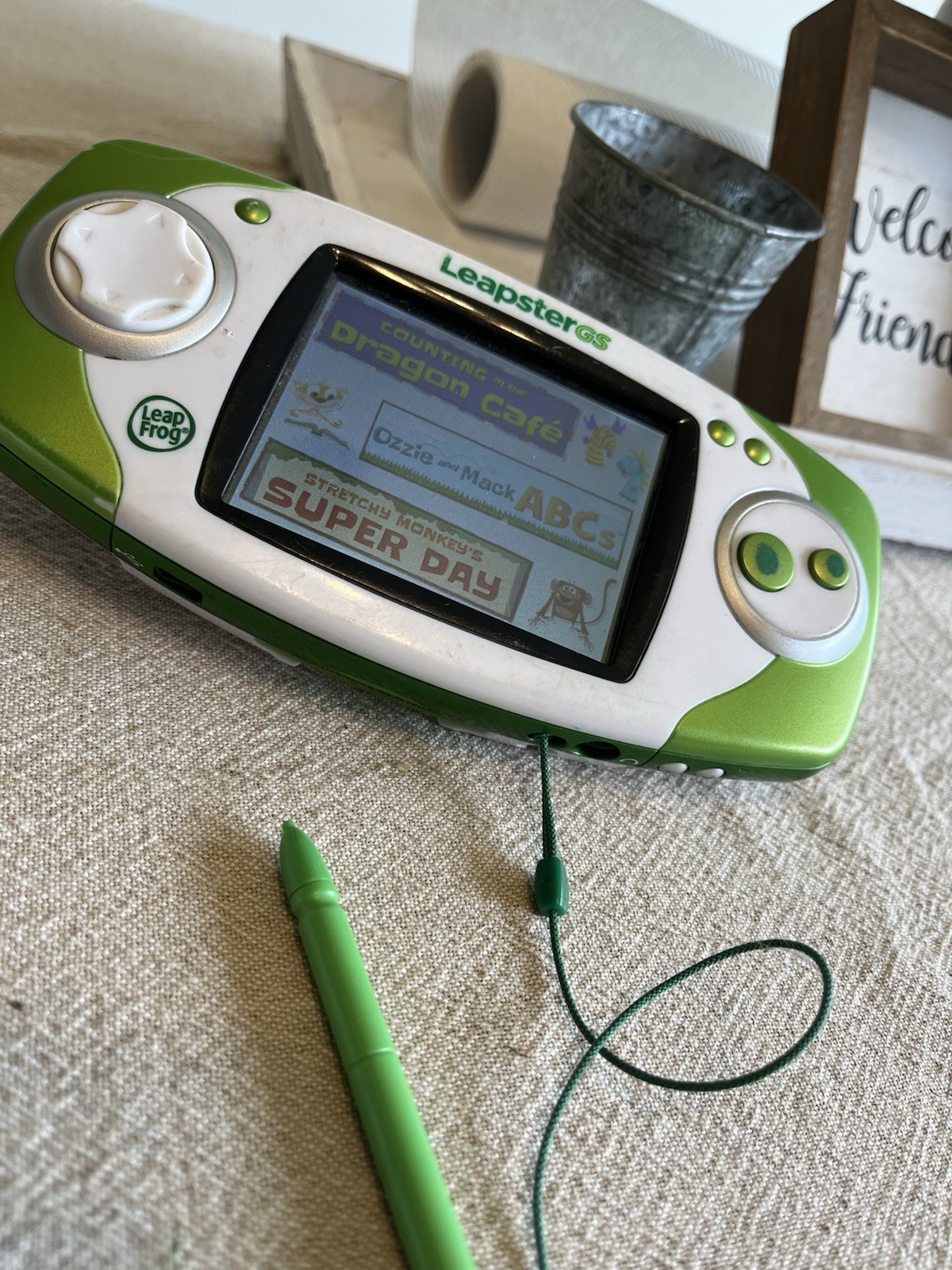 LEAPFROG LEAPSTER GS Green Game Console Tested- W Charger & game