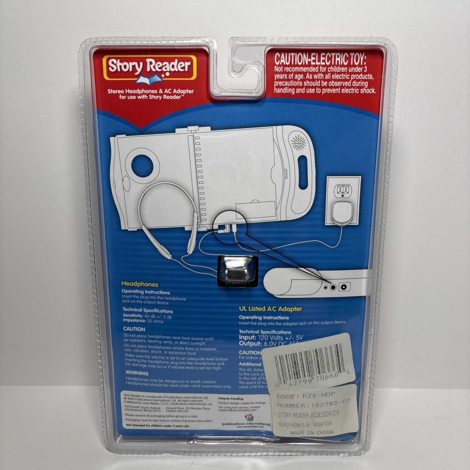 Story Reader Stereo Headphones & AC Adapter (PI Kids – 2004) BRAND NEW! VINTAGE!