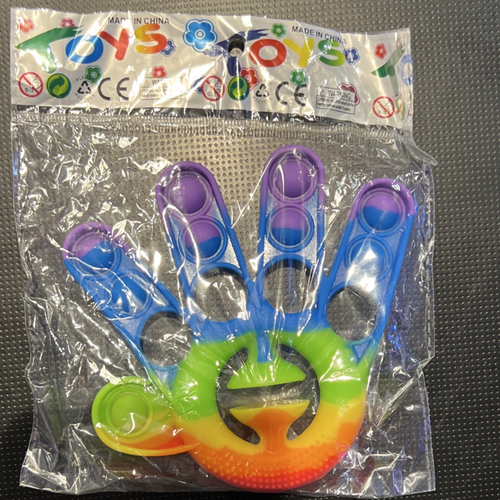 Rainbow Hand-Shaped Fidget Popper Tactile Sensory Toy for Ages 3-4 & 8-11 Years