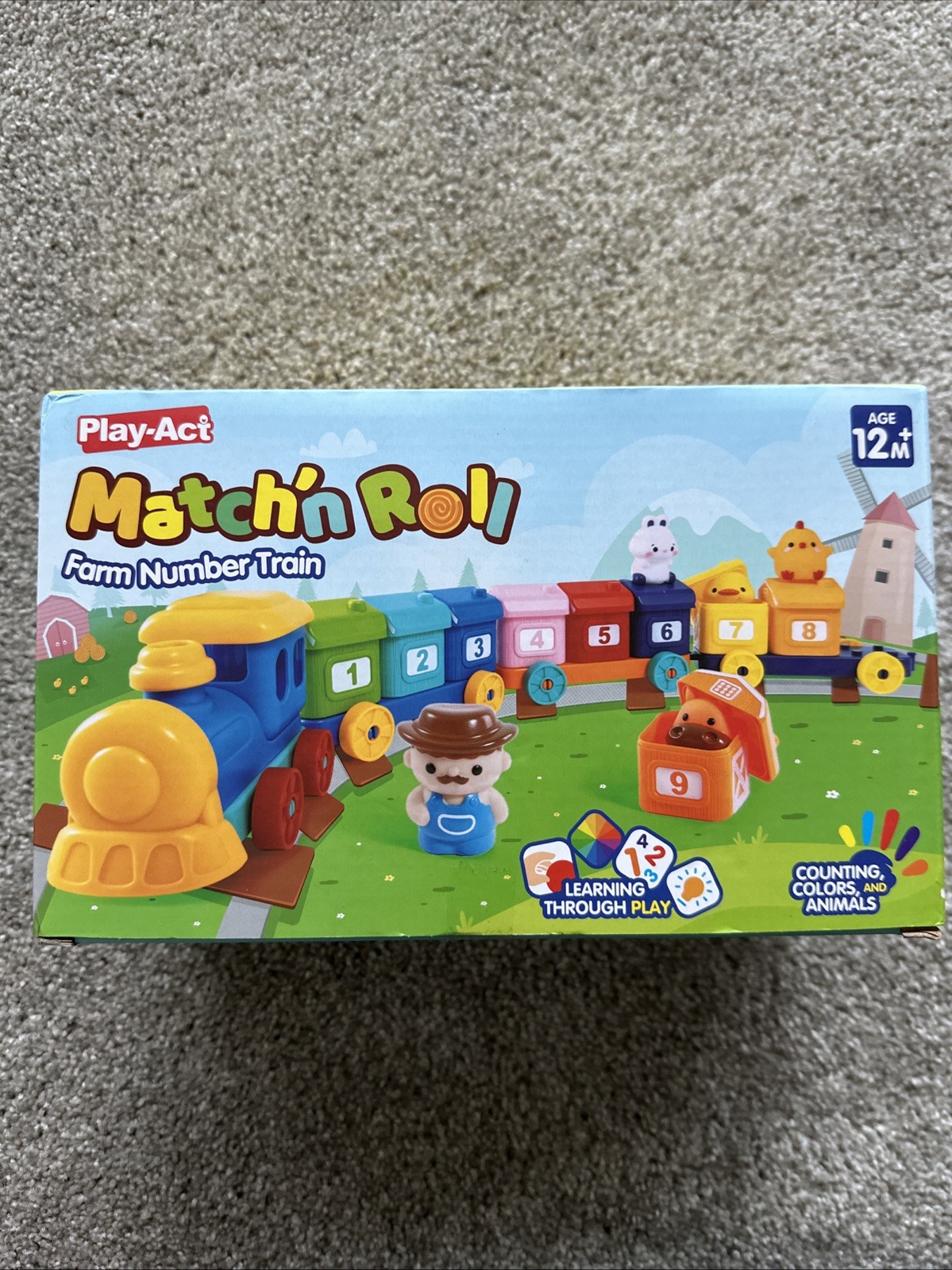 Play-Act | Farm Match & Roll | Colorful | Number Train Learning Toy 12M+